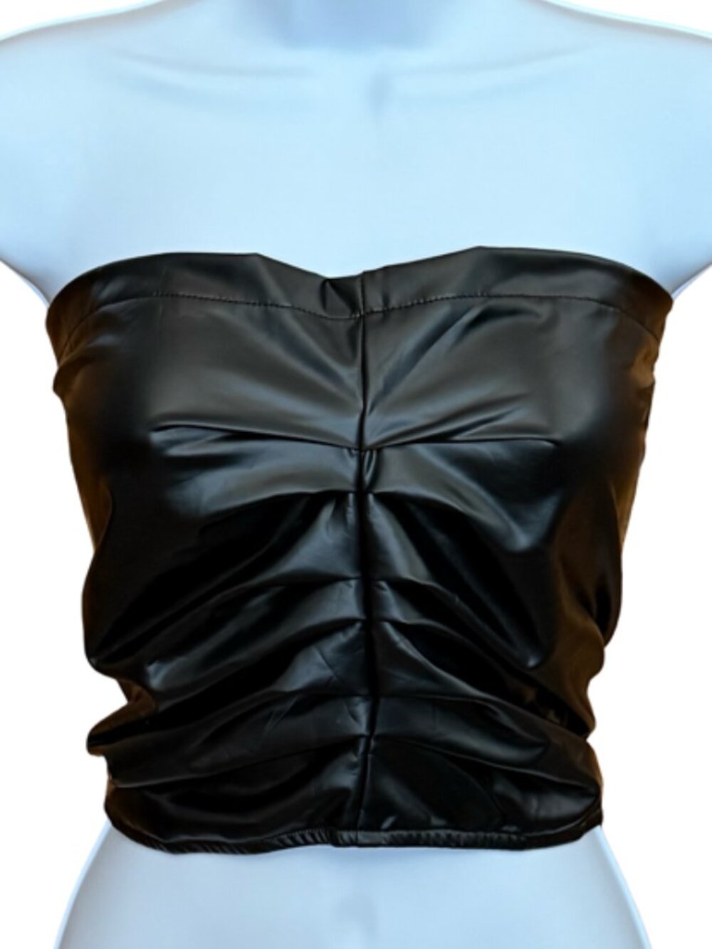 Faux Leather Strapless Corset Tube Top Goth Vamp Festival Grunge Rock Cyberpunk